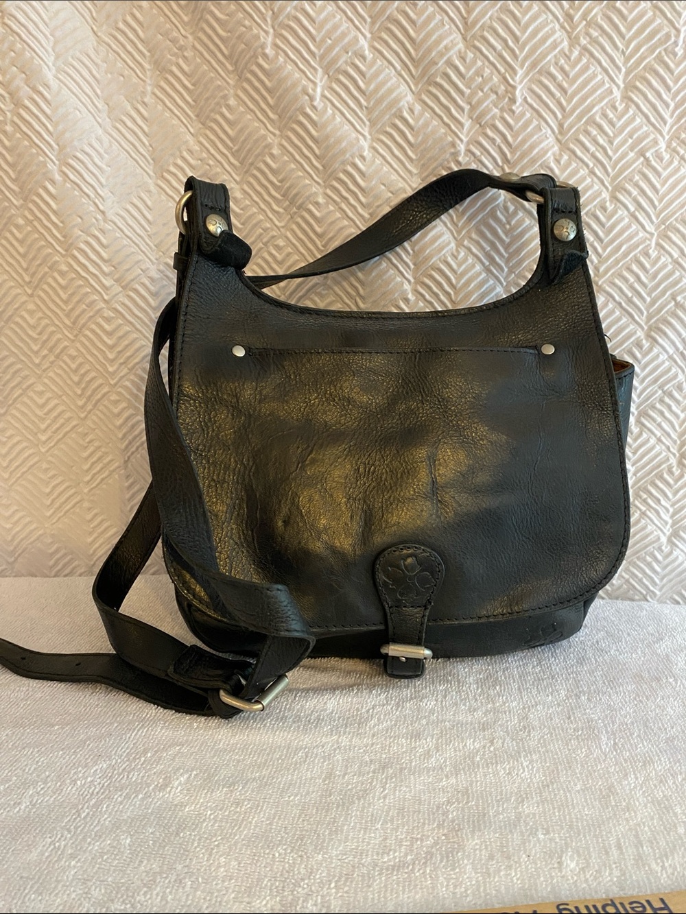 Patricia Nash Black Leather Shoulder Crossbody Bag